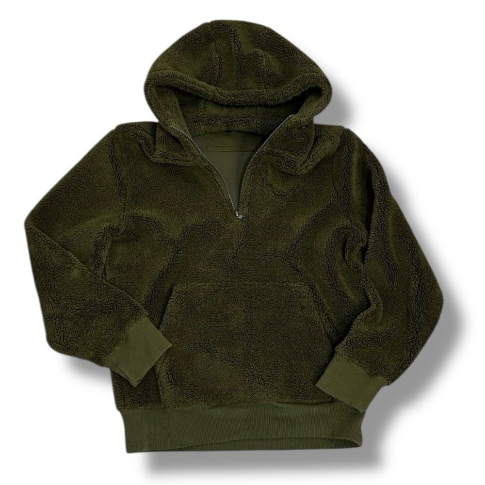 Banana Republic Sherpa Half Zip Olive Army Green Size Medium Hoodie Sweatshirt
